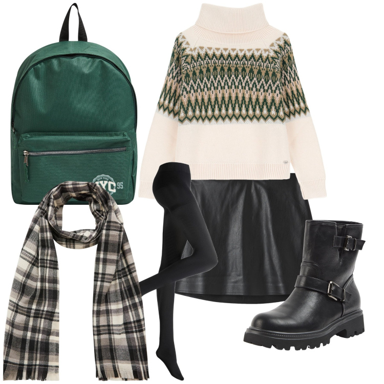 Outfit donna - Dal mattino alla sera. Stile Urban per Tutti i giorni. Abbinamento con collant, zaini, stivaletti, minigonne, sciarpe, maglieria.