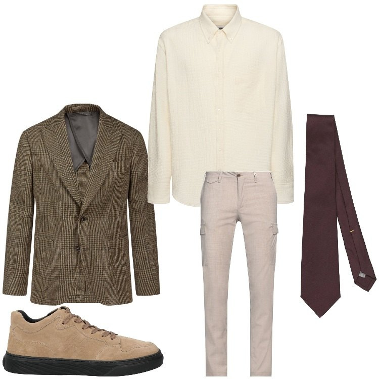 Outfit uomo - Professionale. Stile Business/Elegante per Ufficio. Abbinamento con sneakers, pantaloni cargo, cravatte, giacche, camicie.