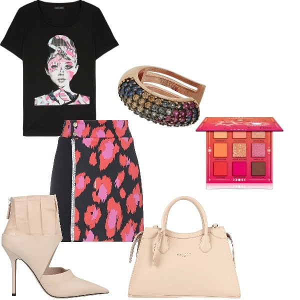 Outfit donna - la gonna Frankie Morello wow. Stile Trendy per Tutti i giorni. Abbinamento con stivaletti, minigonne, borse a mano, ombretti, orecchini, t-shirt.