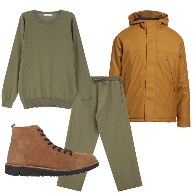 Outfit uomo - Lo stile après-ski. Stile Trendy per Tutti i giorni. Abbinamento con stivali e stivaletti, giacche, pantaloni cargo, maglieria.