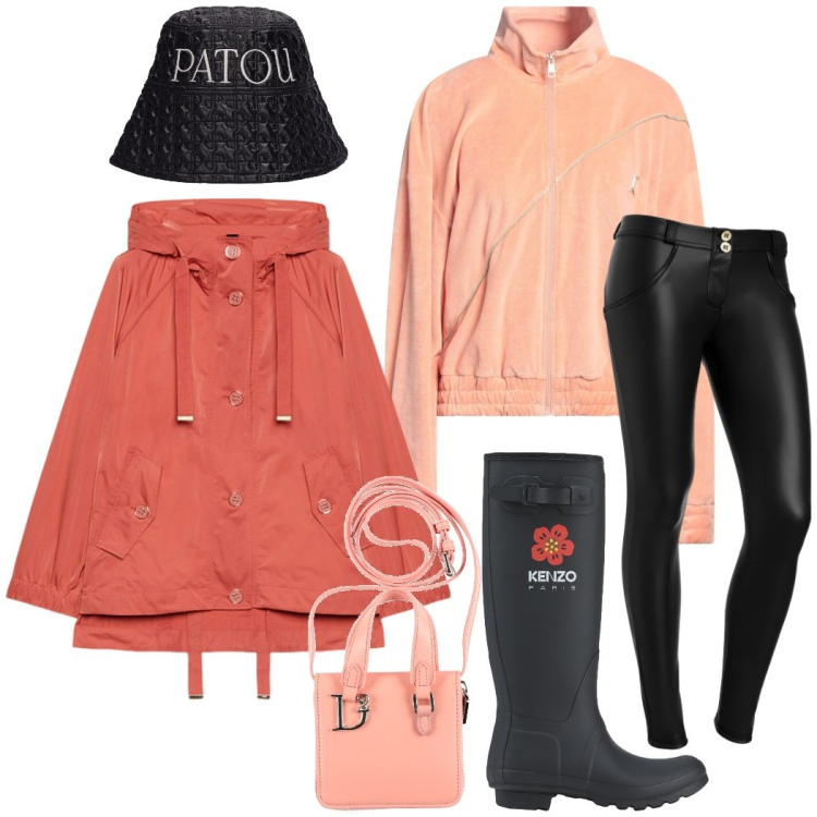 Outfit donna - Pioggia non ti temo. Stile Urban per Tutti i giorni. Abbinamento con stivali di gomma, portafogli, felpe, pantaloni skinny, parka, cappelli.