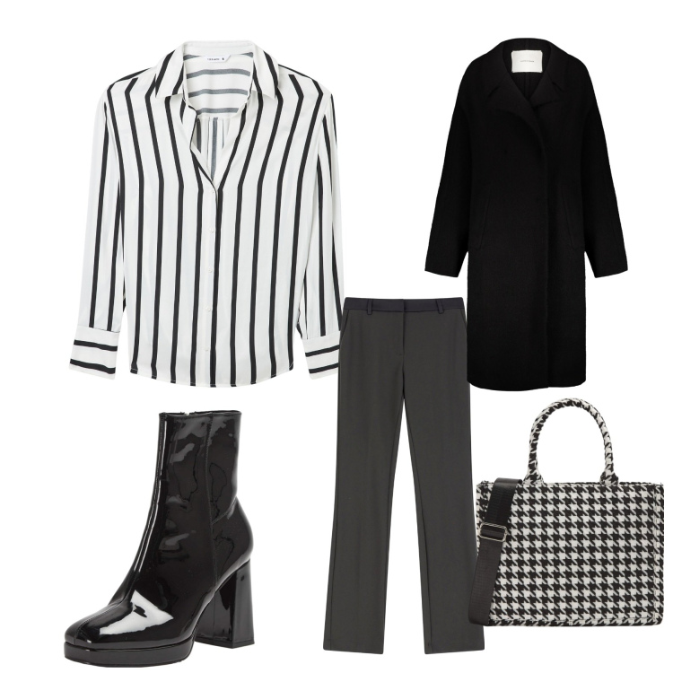 Outfit donna - Total look #2071088. Stile Glamour per Serata fuori. Abbinamento con shopping bag, stivaletti, camicie, pantaloni, cappotti.
