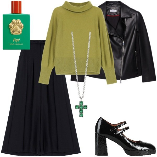 Outfit donna - Total look #2071117. Stile Casual chic per Tutti i giorni. Abbinamento con décolleté, profumi, ciondoli, pantaloni, maglieria, blazer.