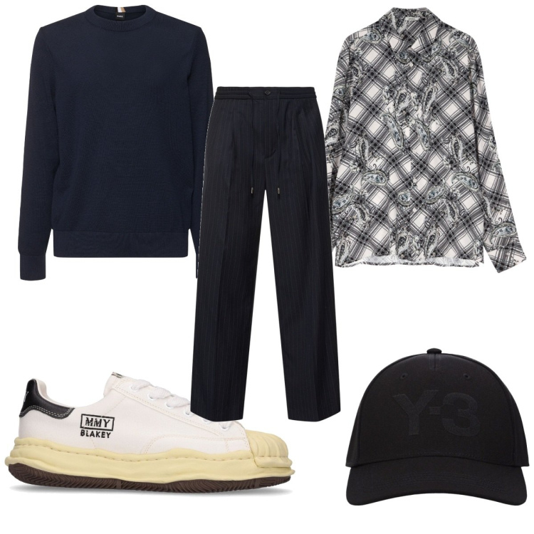 Outfit uomo - Total look #2071295. Stile Trendy per Tutti i giorni. Abbinamento con camicie, sneakers, cappelli, pantaloni, maglieria.