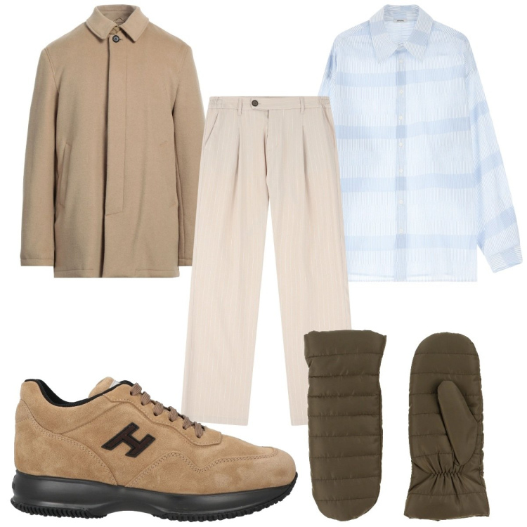 Outfit uomo - Total look #2071302. Stile Casual per Tutti i giorni. Abbinamento con sneakers, cappotti, guanti, pantaloni, camicie.