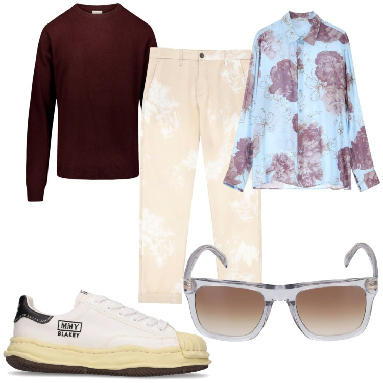 Outfit uomo - Total look #2071312. Stile Trendy per Tutti i giorni. Abbinamento con pantaloni, camicie, maglieria, sneakers, occhiali da sole.