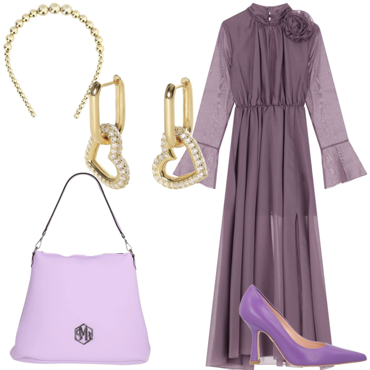 Outfit donna - Abito perfetto per amica sposa. Stile Glamour per Cerimonia. Abbinamento con décolleté, borse a spalla, orecchini, vestiti lunghi, cerchietti.