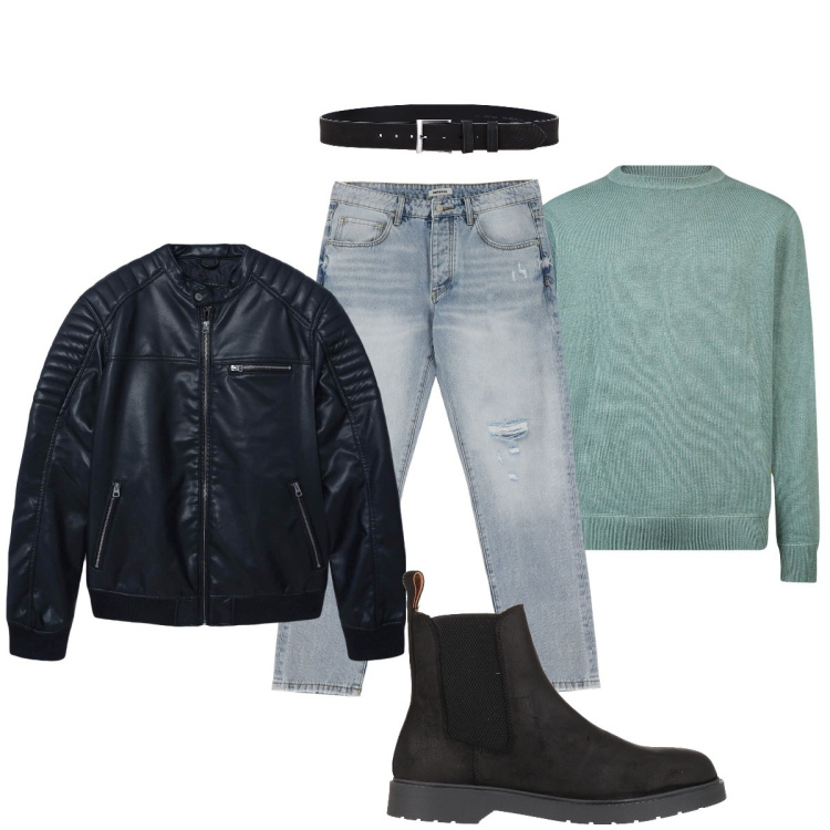 Outfit uomo - Urban style. Stile Urban per Serata speciale. Abbinamento con stivali e stivaletti, giacche, jeans strappati, cinture, maglieria.