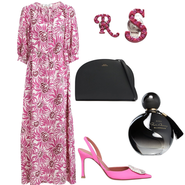 Outfit donna - Fiori per il matrimonio. Stile Bon Ton per Cerimonia. Abbinamento con vestiti lunghi, décolleté, orecchini, profumi, clutch.