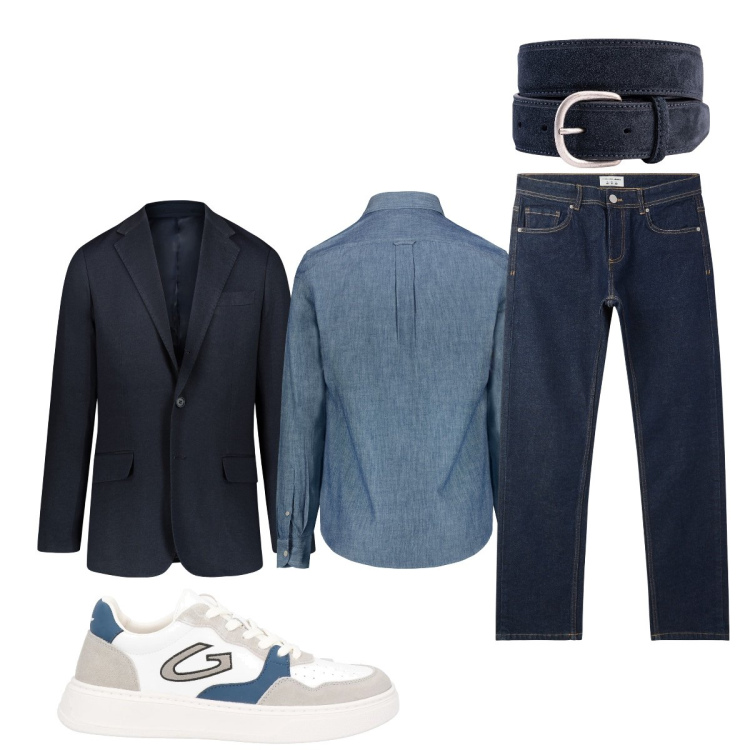 Outfit uomo - Total look #2071352. Stile Trendy per Tutti i giorni. Abbinamento con sneakers, jeans, giacche, camicie, cinture.
