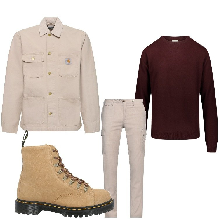 Outfit uomo - Semplicemente chiaro scuro. Stile Casual per Tutti i giorni. Abbinamento con pantaloni cargo, anfibi, maglieria, giacche.
