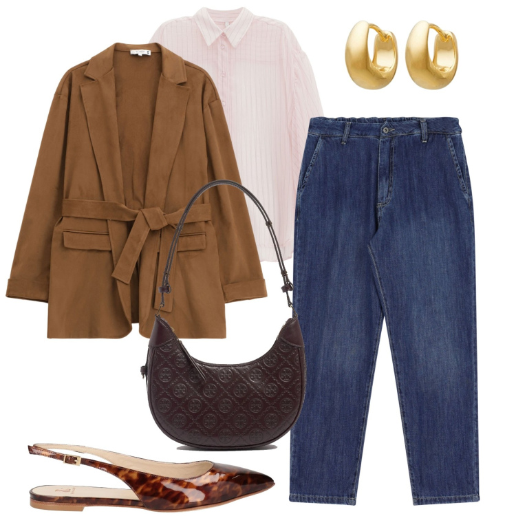 Outfit donna - La giacca in camoscio must- have. Stile Trendy per Tutti i giorni. Abbinamento con ballerine, orecchini, blazer, camicie, jeans, borse a spalla.