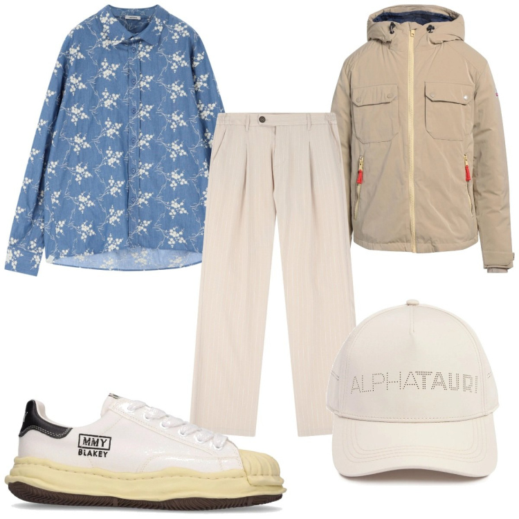 Outfit uomo - Total look #2071417. Stile Trendy per Tutti i giorni. Abbinamento con giacche, camicie, pantaloni, sneakers, cappelli.
