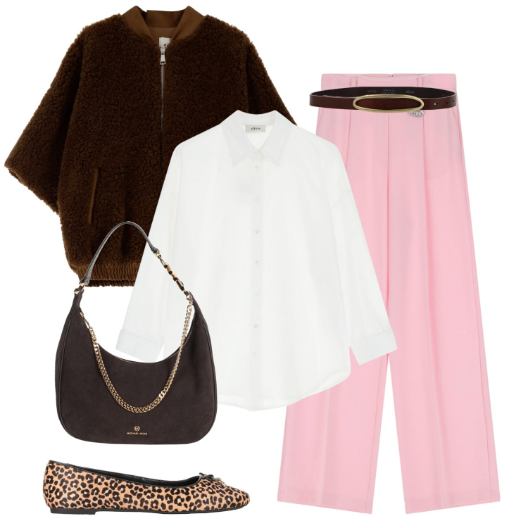 Outfit donna - Ballerine stampa leo. Stile Glamour per Tutti i giorni. Abbinamento con borse a spalla, ballerine, pantaloni, camicie, cinture, bomber.