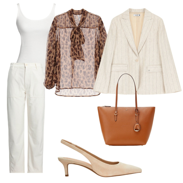 Outfit donna - Trasparenze. per Ufficio. Abbinamento con canottiere, blazer, camicie, pantaloni, décolleté, borse tote.