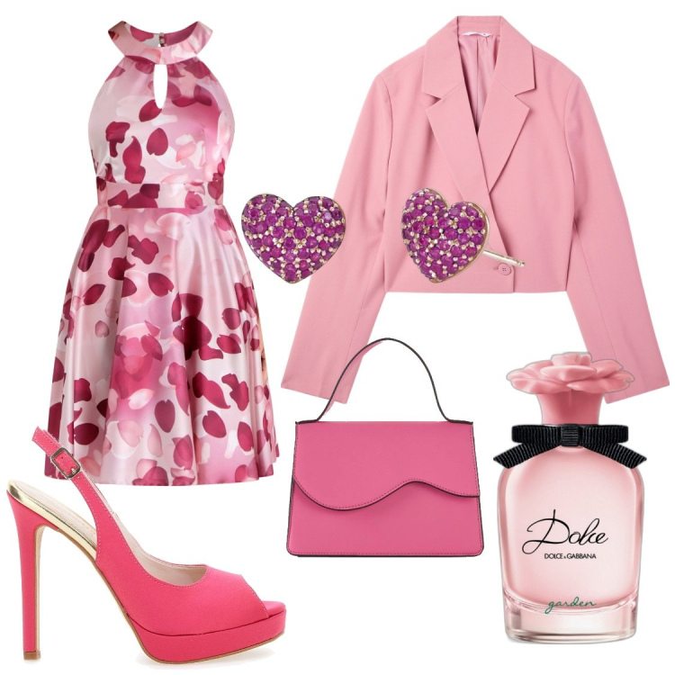 Outfit donna - Tonalità pastello:focus donna curvy. Stile Casual chic per Cerimonia. Abbinamento con borse a tracolla, profumi, blazer, orecchini, vestiti corti, décolleté.