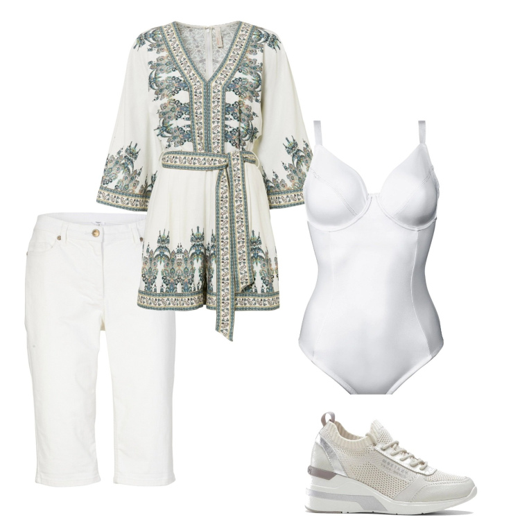 Outfit donna - Sognando l\'estate. Stile Casual chic per Tutti i giorni. Abbinamento con tute, body, sneakers, bermuda.