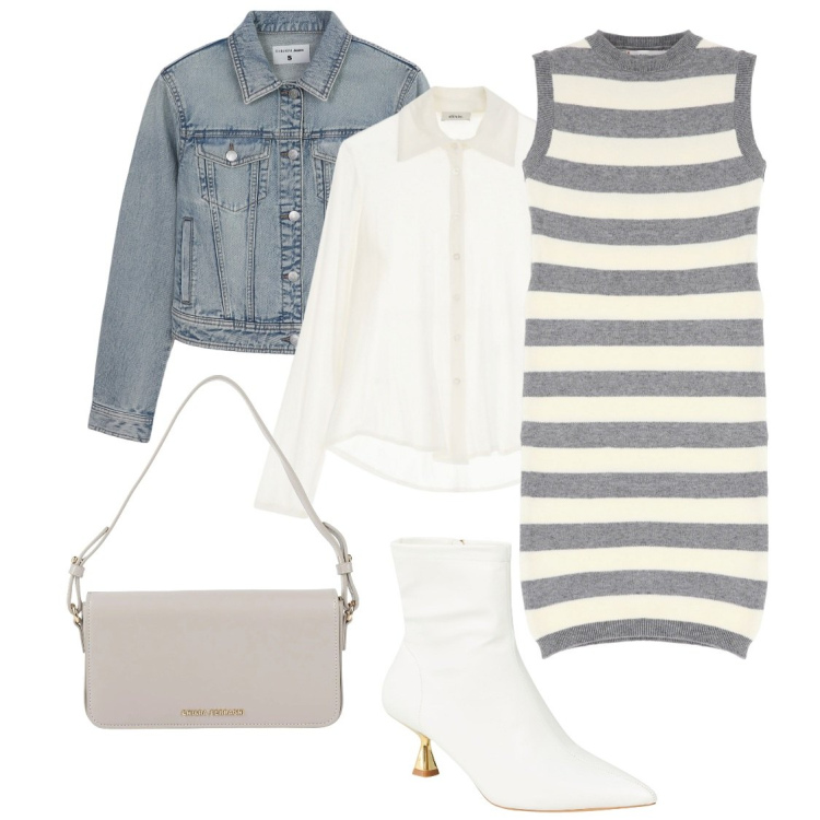 Outfit donna - Primavera in arrivo. Stile Glamour per Tutti i giorni. Abbinamento con borse a mano, stivaletti, blazer, vestiti, camicie.