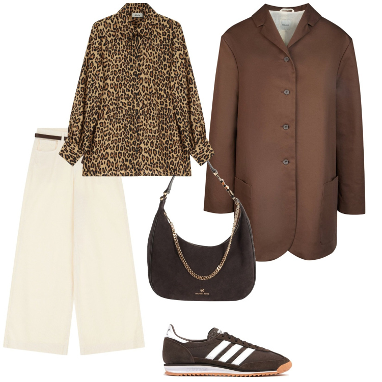 Outfit donna - Per tutti i giorni. per Tutti i giorni. Abbinamento con borse a spalla, pantaloni, camicie, trench, sneakers.