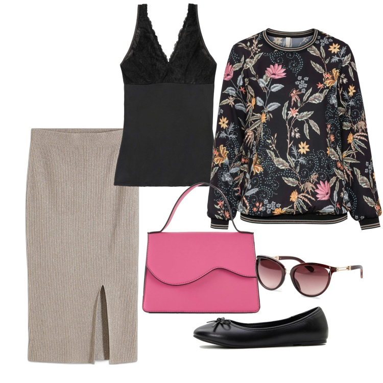 Outfit donna - bonprix - Esplora la primavera. Stile Bon Ton per Tutti i giorni. Abbinamento con bluse, gonne, top, occhiali da sole, ballerine, borse a tracolla.