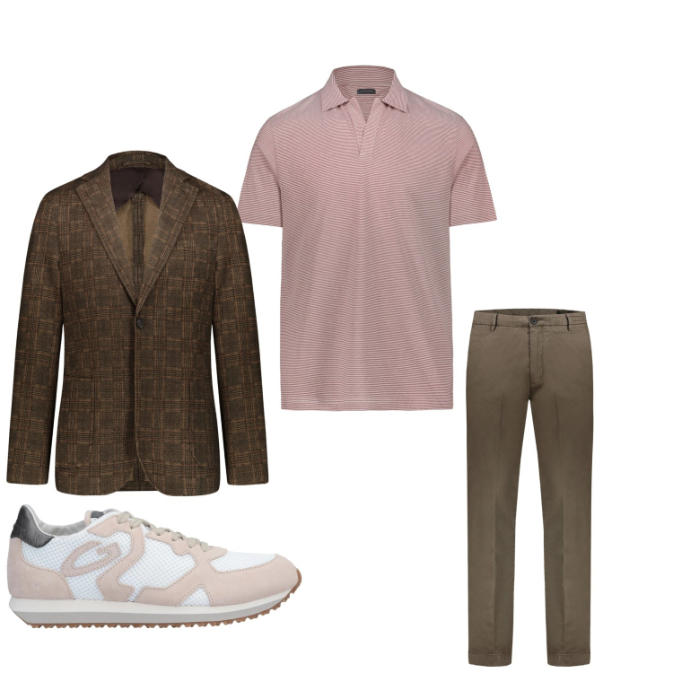 Outfit uomo - Una polo e la giacca. Stile Casual per Tutti i giorni. Abbinamento con sneakers, giacche, pantaloni, polo.