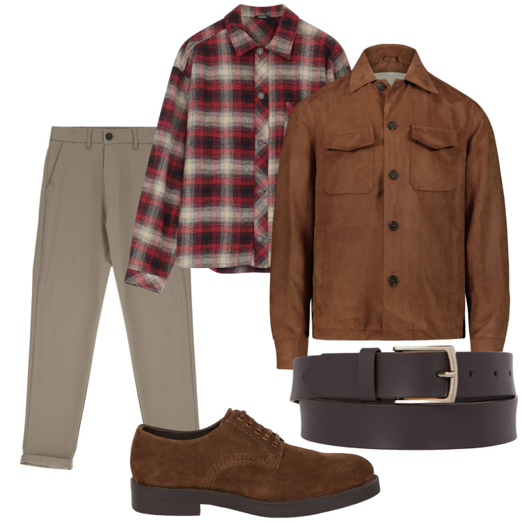 Outfit uomo - La camicia a quadretti. per Tutti i giorni. Abbinamento con pantaloni, camicie, scarpe stringate, giacche, cinture.