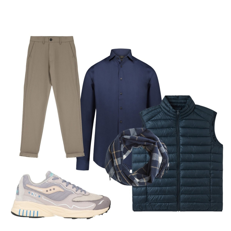 Outfit uomo - Total look #2071785. Stile Casual per Tutti i giorni. Abbinamento con sneakers, gilet, sciarpe, pantaloni, camicie.
