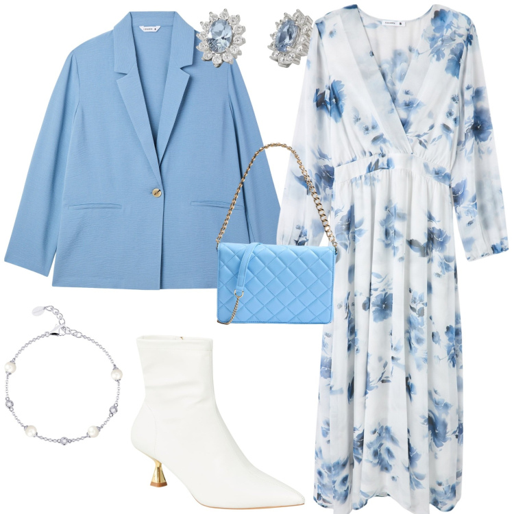 Outfit donna - Cerimonia evento speciale. Stile Boho per Cerimonia. Abbinamento con blazer, stivaletti, vestiti lunghi, borse a tracolla, braccialetti, orecchini.