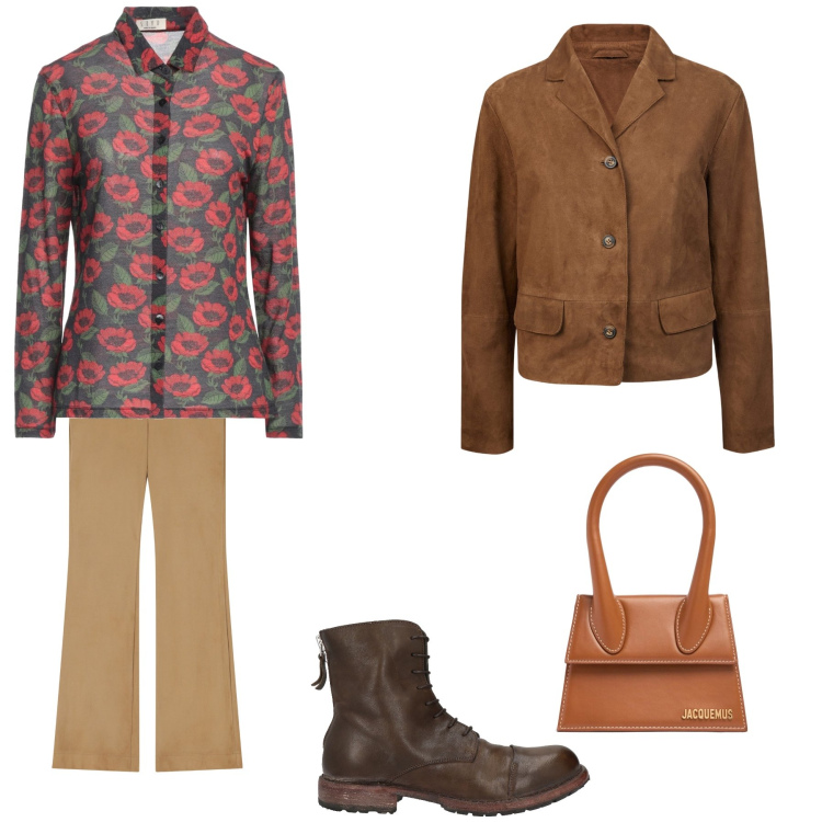 Outfit donna - Ufficio. Stile Casual chic per Ufficio. Abbinamento con camicie, stivaletti, pantaloni, borse a mano, blazer.