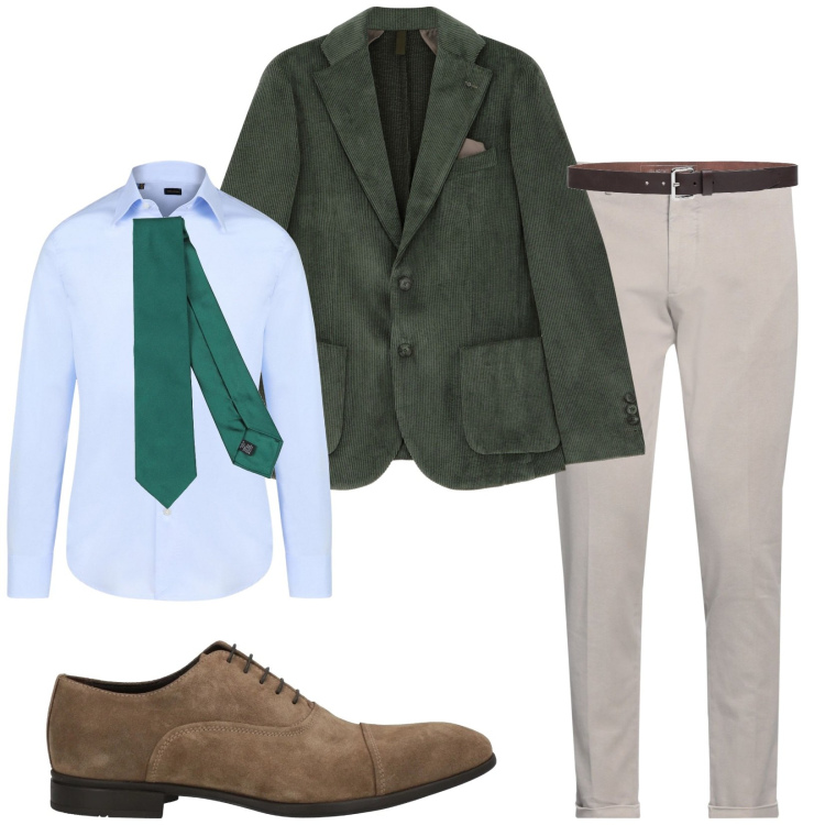 Outfit uomo - Elegante naturale. Stile Business/Elegante per Tutti i giorni. Abbinamento con cinture, cravatte, scarpe stringate, pantaloni, giacche, camicie.