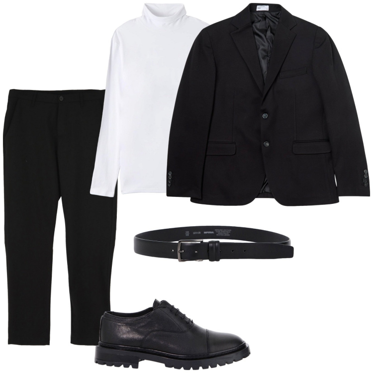 Outfit uomo - Total look #2072917. Stile Casual per Serata speciale. Abbinamento con giacche, t-shirt, pantaloni, scarpe stringate, cinture.