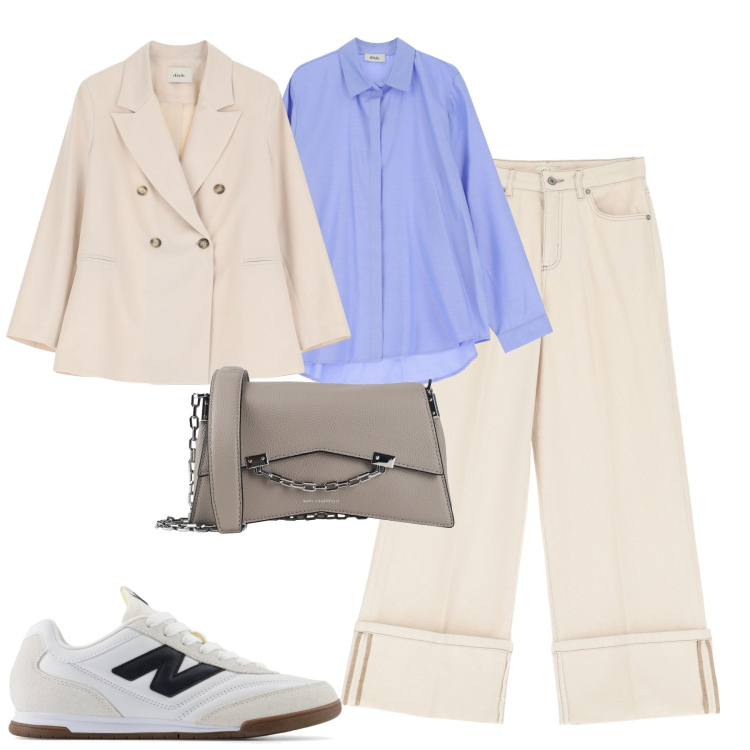 Outfit donna - City. Stile Casual chic per Tutti i giorni. Abbinamento con borse a tracolla, sneakers, blazer, camicie, pantaloni.