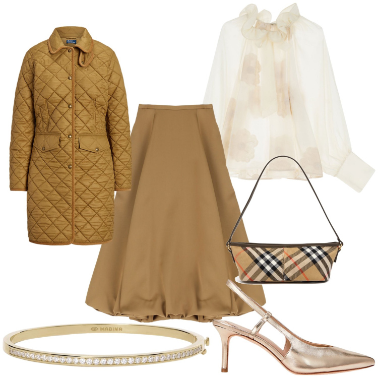 Outfit donna - Il tennis sta bene ovunque. Stile Glamour per Serata fuori. Abbinamento con braccialetti, gonne longuette, bluse, cappotti, décolleté, borse a mano.