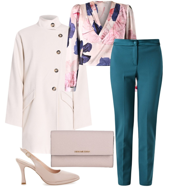 Outfit donna - Pantaloni slim fit. Stile Bon Ton per Cerimonia. Abbinamento con borse a mano, pantaloni, bluse, cappotti, décolleté.