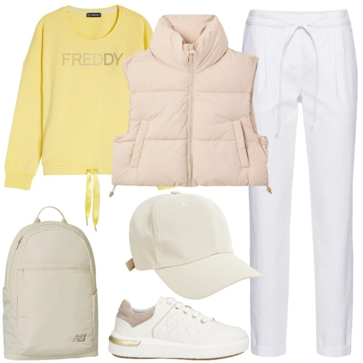 Outfit donna - Total look #2073304. Stile Casual per Tutti i giorni. Abbinamento con pantaloni, sneakers, cappelli, piumini, zaini, felpe.