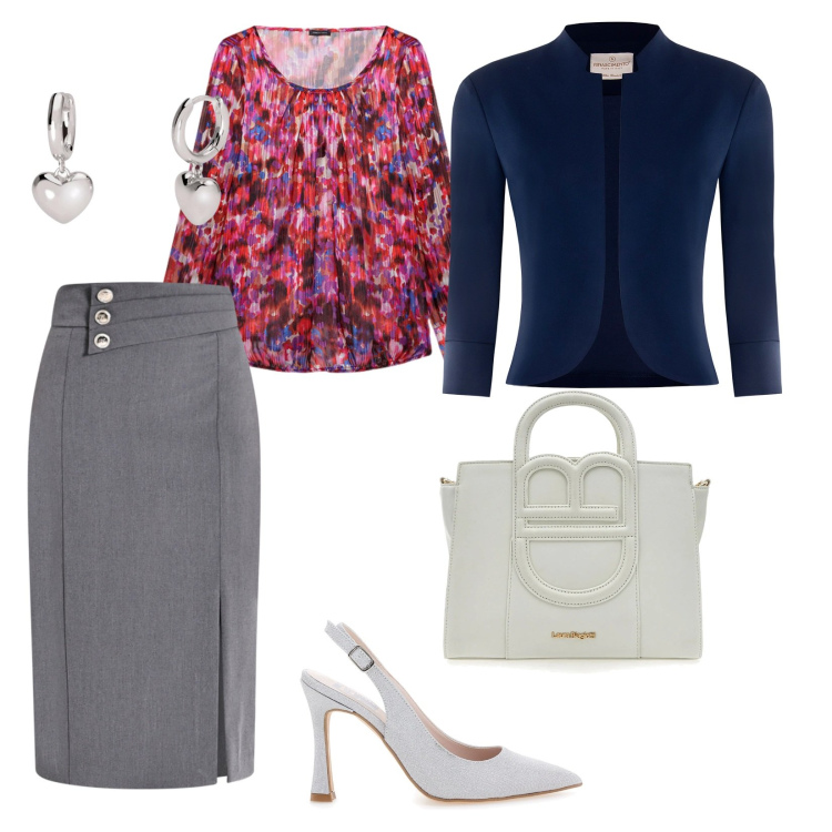 Outfit donna - Una blusa colorata. per Serata fuori. Abbinamento con orecchini, gonne longuette, bolero, décolleté, bluse, borse a tracolla.