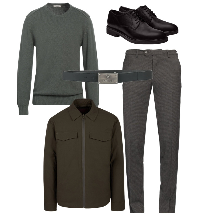 Outfit uomo - Zip chic. Stile Casual per Tutti i giorni. Abbinamento con pullovers, pantaloni, cinture, scarpe stringate, piumini.