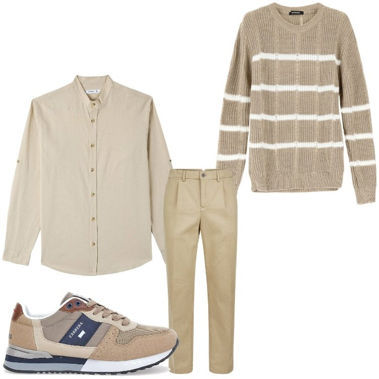 Outfit uomo - Esco solo in pullover. Stile Casual per Tutti i giorni. Abbinamento con camicie, maglieria, sneakers, pantaloni.
