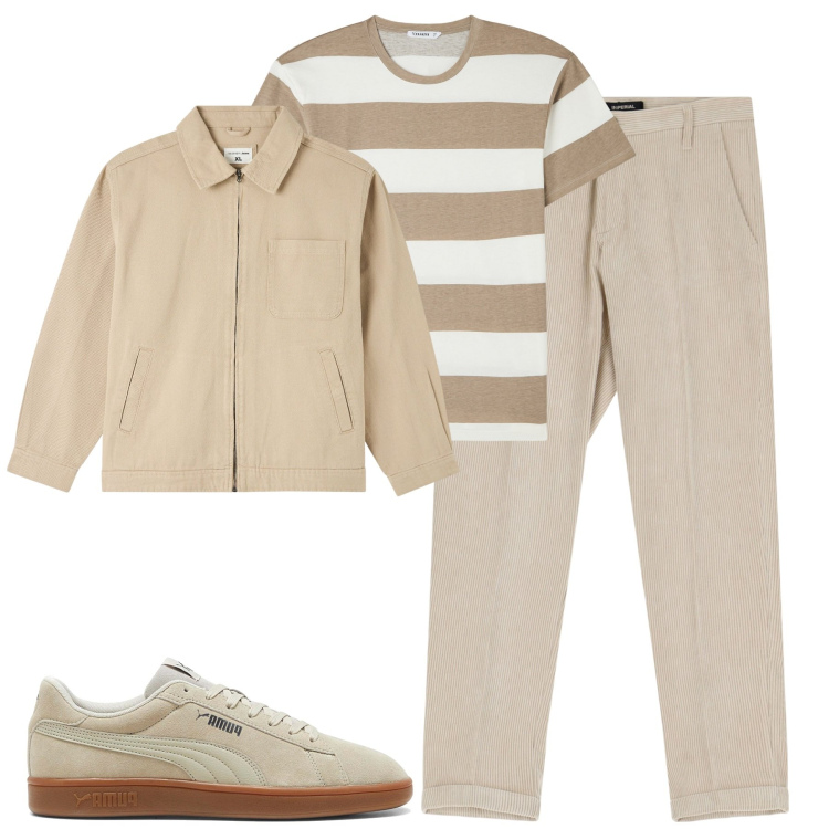Outfit uomo - La t-shirt a righe. Stile Casual per Tutti i giorni. Abbinamento con giacche, t-shirt, pantaloni, sneakers.