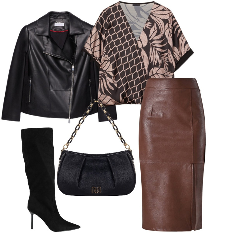 Outfit donna - Sexy per la sera. Stile Sexy per Serata fuori. Abbinamento con stivali, gonne longuette, borse a tracolla, blazer, bluse.