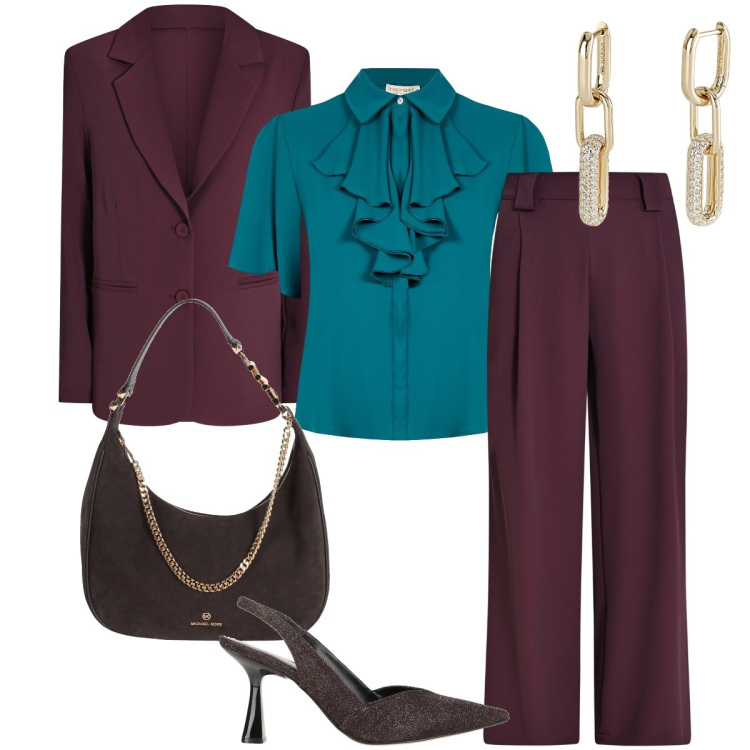 Outfit donna - La blusa col fiocco. Stile Bon Ton per Cerimonia. Abbinamento con décolleté, borse a spalla, orecchini, pantaloni, blazer, bluse.