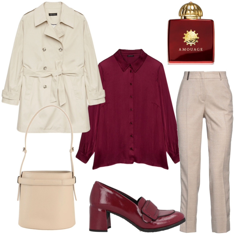 Outfit donna - Bluse fluide e romantiche. Stile Chic per Serata fuori. Abbinamento con mocassini, pantaloni, borse a mano, profumi, camicie, trench.