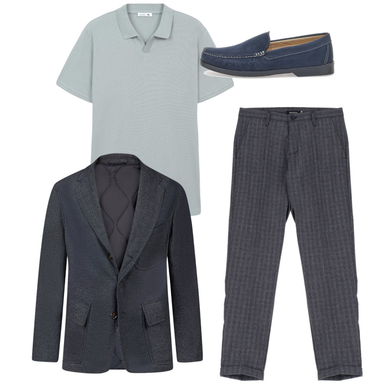Outfit uomo - Rinascita dello stile preppy. Stile Trendy per Tutti i giorni. Abbinamento con polo, pantaloni, giacche, scarpe stringate.