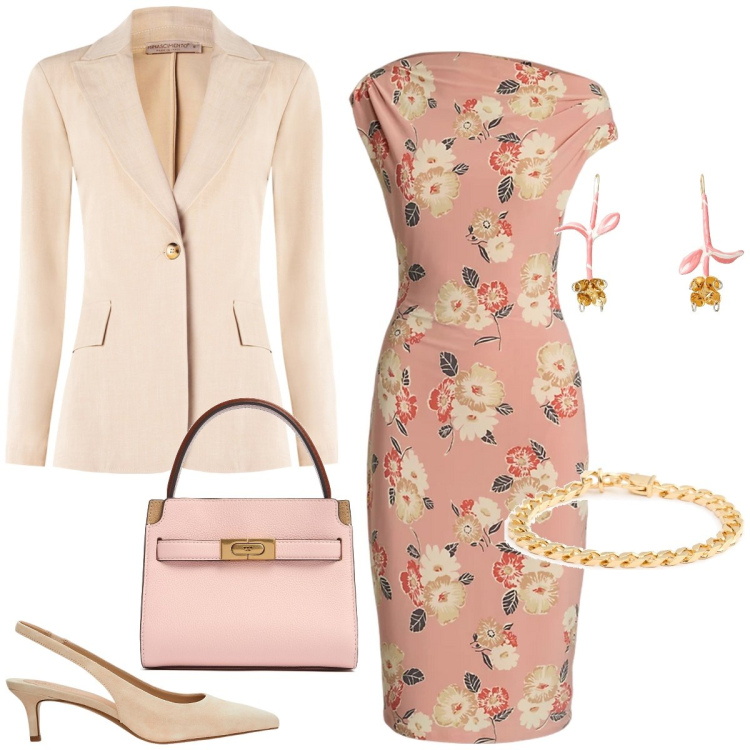 Outfit donna - Total look #2073780. Stile Chic per Tutti i giorni. Abbinamento con orecchini, blazer, décolleté, vestiti a tubino, borse a mano, braccialetti.