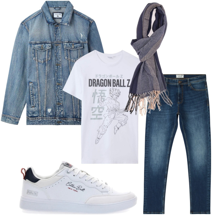Outfit uomo - Primavera con stile. Stile Casual per Tutti i giorni. Abbinamento con t-shirt, jeans skinny, giacche, sneakers, sciarpe.