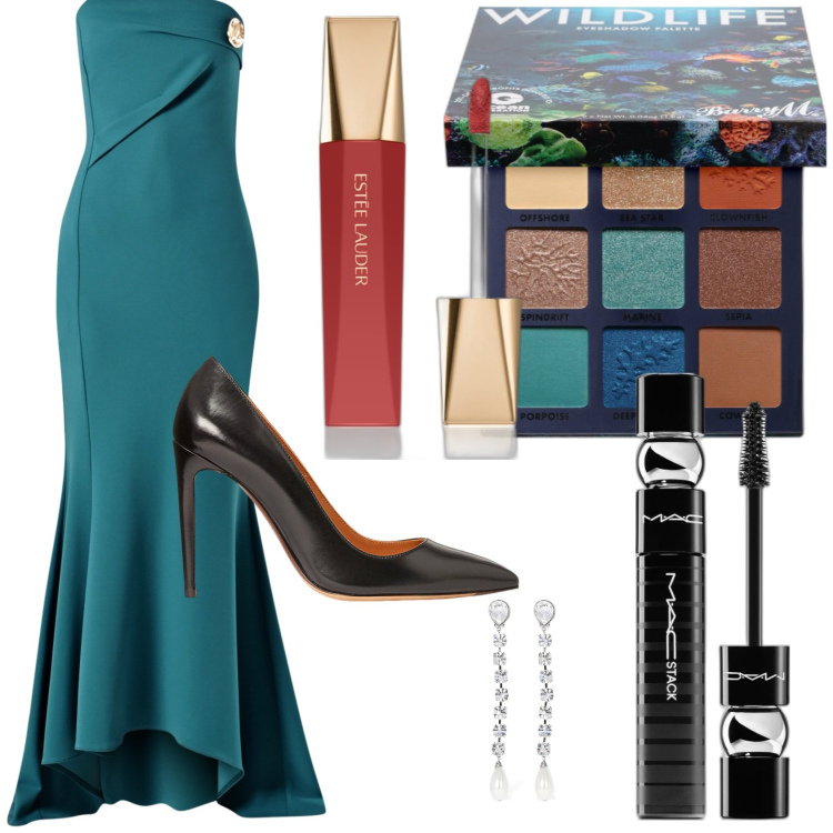 Outfit donna - Il compleanno della nana. Stile Glamour per Cerimonia. Abbinamento con rossetti, mascara, ombretti, vestiti lunghi, décolleté, orecchini.