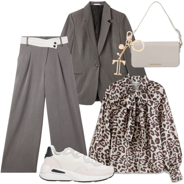 Outfit donna - Total look #2073878. Stile Sporty chic per Tutti i giorni. Abbinamento con camicie, sneakers, borse a mano, pantaloni, blazer, portachiavi.