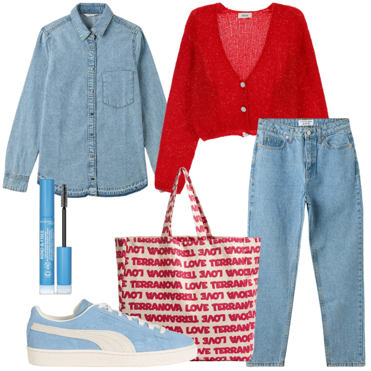 Outfit donna - Pastel Power. Stile Casual chic per Tutti i giorni. Abbinamento con sneakers, mascara, jeans mom, camicie, borse tote, cardigans.