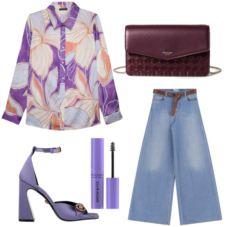 Outfit donna - Pastel Power. Stile Bon Ton per Tutti i giorni. Abbinamento con sandali in pelle, borse a tracolla, mascara, jeans, camicie.