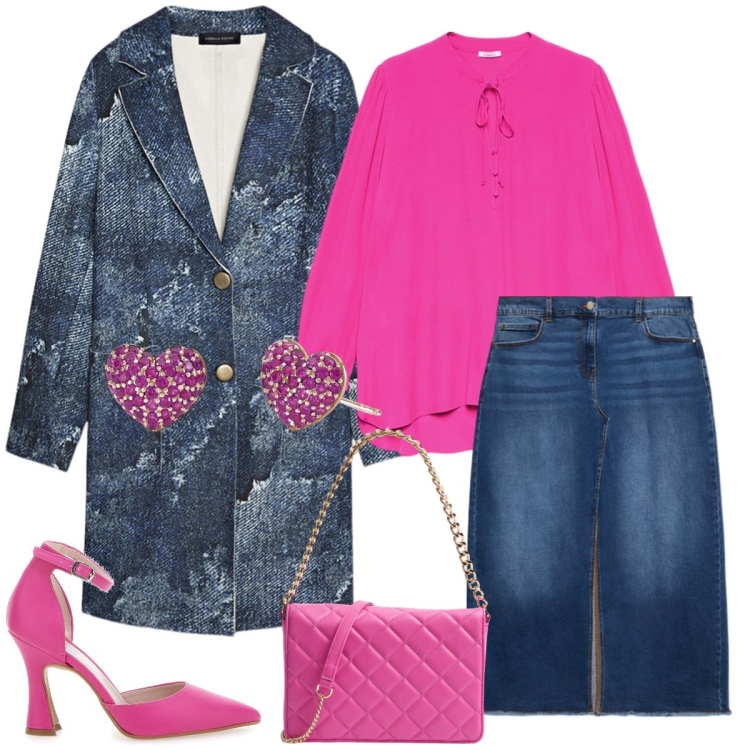 Outfit donna - Total look #2074217. Stile Casual chic per Tutti i giorni. Abbinamento con borse a tracolla, orecchini, décolleté, bluse, gonne lunghe, cappotti.